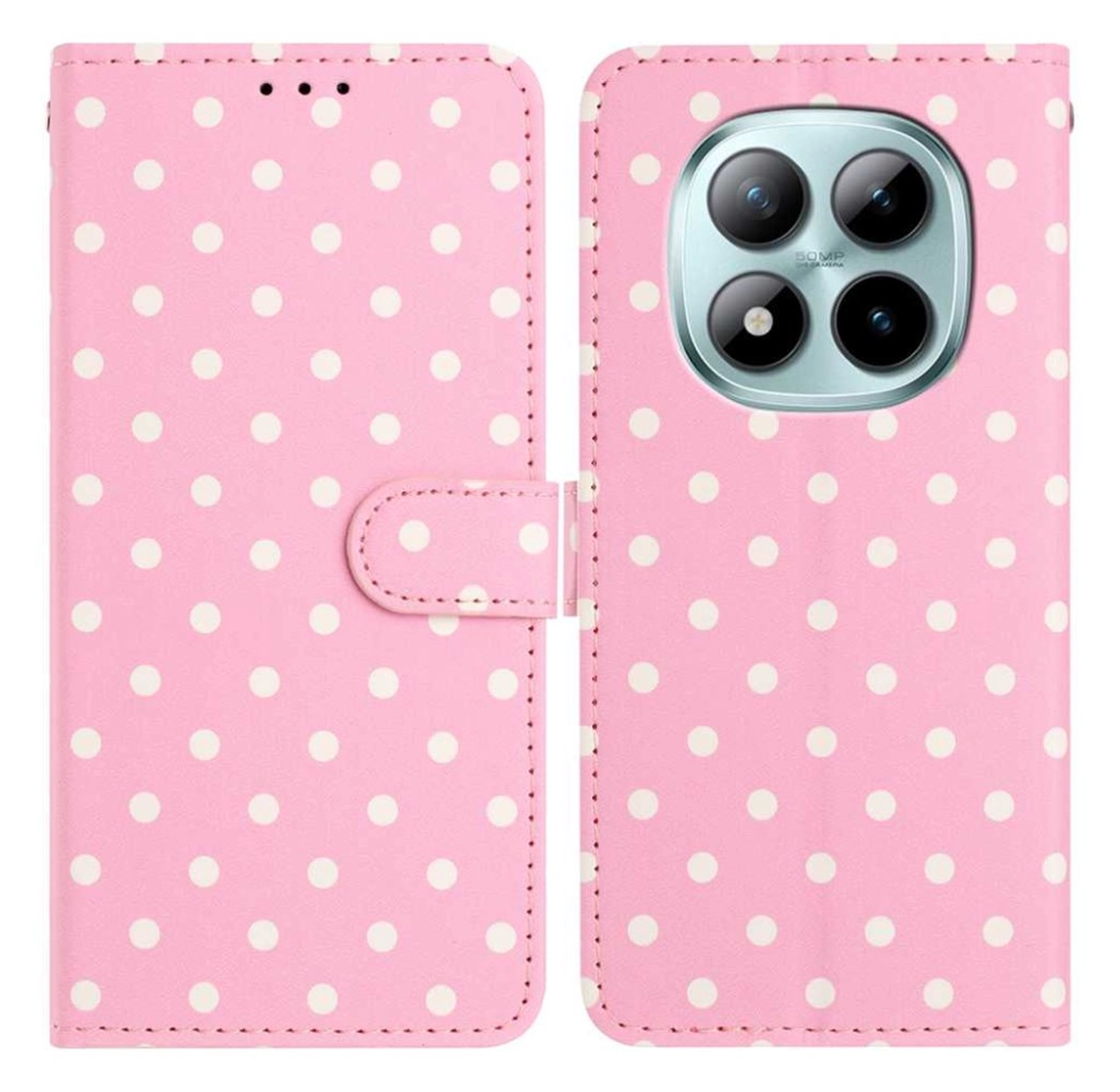 Xiaomi Redmi Note 15 Pro+ 5G Hoesje Portemonnee Book Case Polka Dot Roze afbeelding 1
