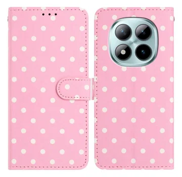 Xiaomi Redmi Note 15 Pro+ 5G Hoesje Portemonnee Book Case Polka Dot Roze