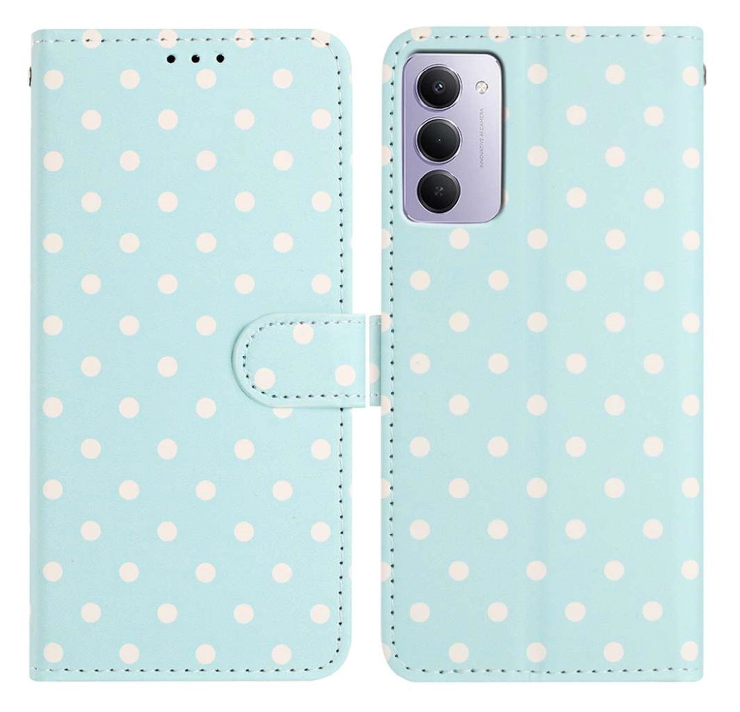 Xiaomi Redmi 15 5G Hoesje Portemonnee Book Case Polka Dot Blauw afbeelding 1