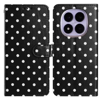 Xiaomi Redmi Note 15 Pro 5G Hoesje Portemonnee Book Case Polka Dot Zwart