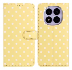 Xiaomi Redmi Note 15 Pro 5G Hoesje Portemonnee Book Case Polka Dot Geel afbeelding