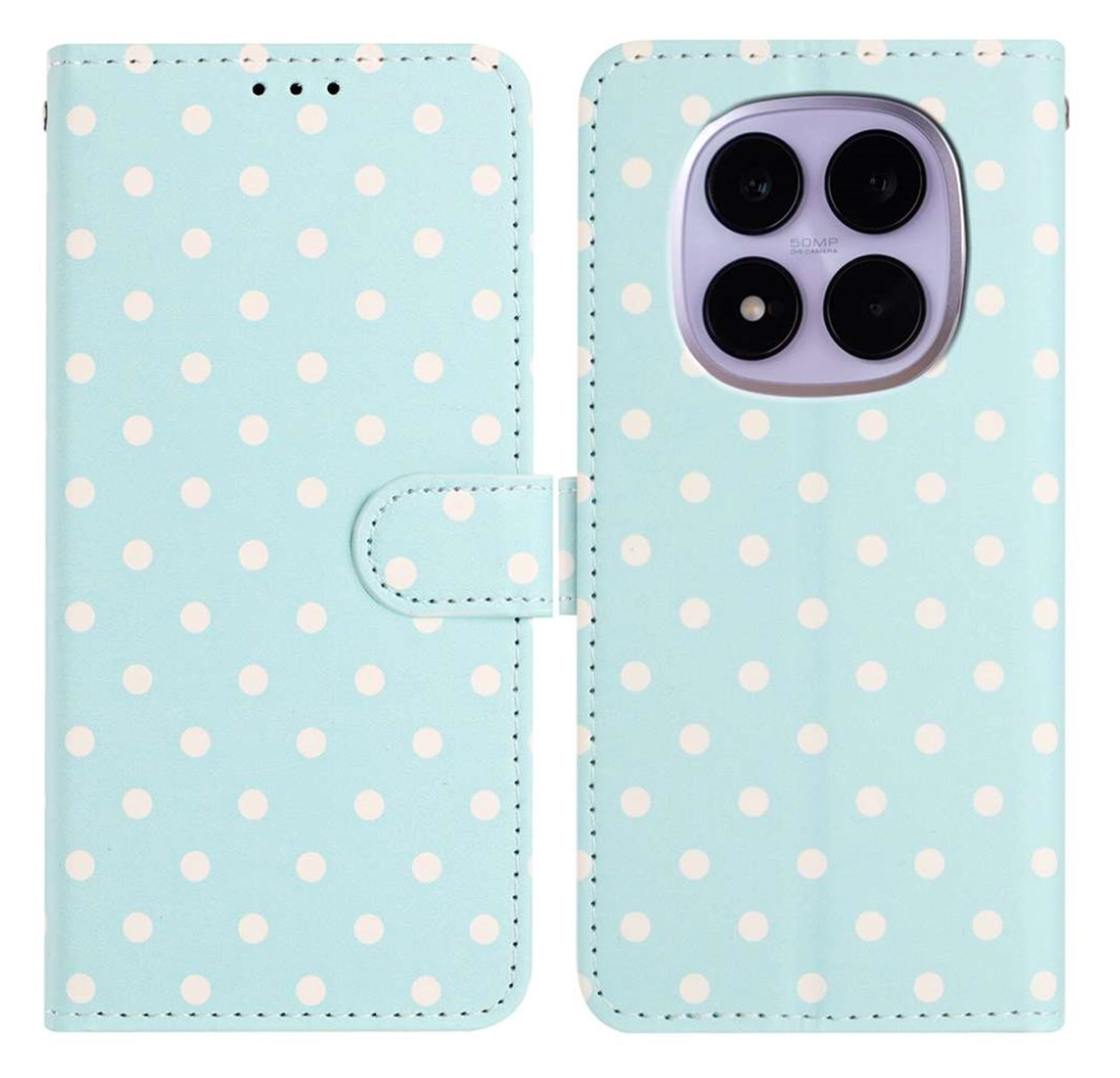 Xiaomi Redmi Note 15 Pro 5G Hoesje Portemonnee Book Case Polka Dot Blauw afbeelding 1