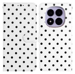 Xiaomi Redmi Note 15 Pro 5G Hoesje Portemonnee Book Case Polka Dot Wit afbeelding