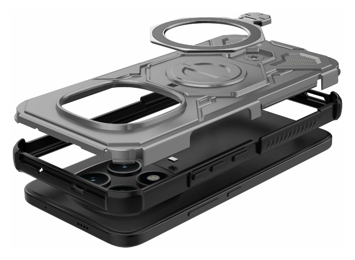Xiaomi Redmi Note 15 Pro Plus Hoesje MagSafe 360° Standaard Grijs afbeelding 8