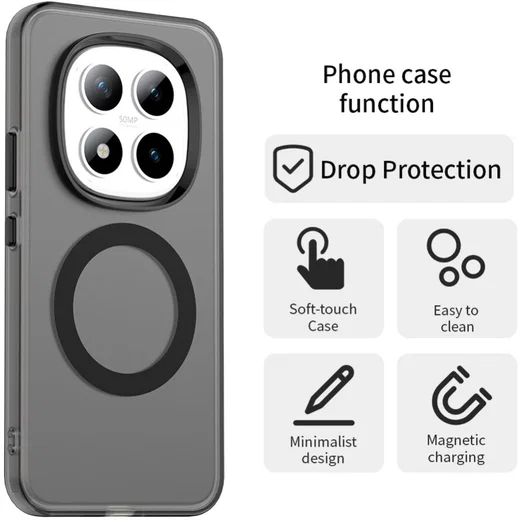 Xiaomi Redmi Note 15 Pro Hoesje MagSafe Backcover Semi-Transparant & Zwart afbeelding 5