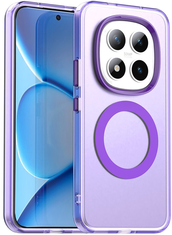 Xiaomi Redmi Note 15 Pro Hoesje MagSafe Backcover Semi-Transparant & Paars afbeelding 1