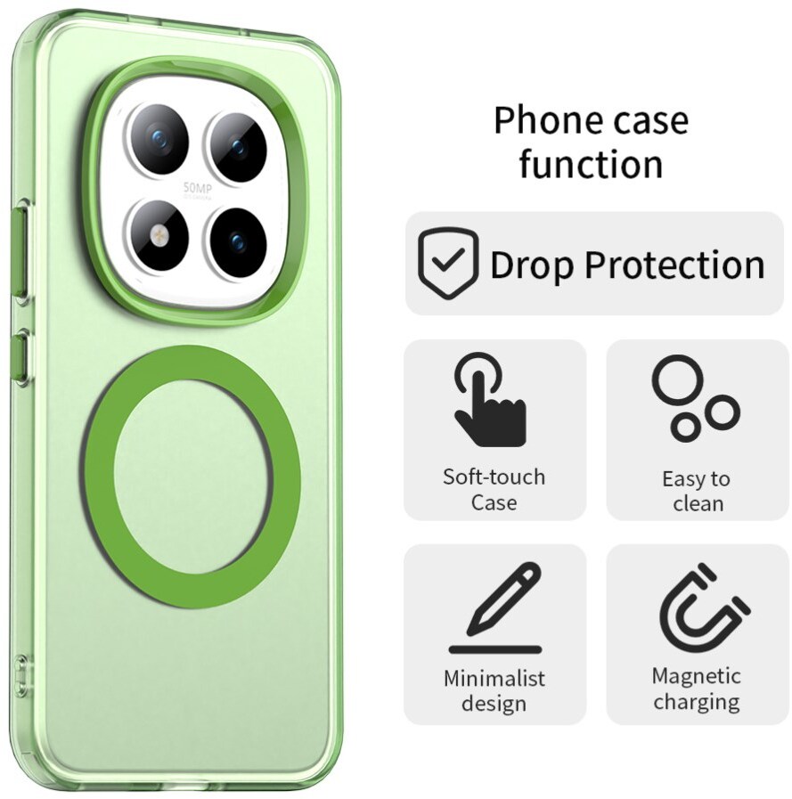 Xiaomi Redmi Note 15 Pro Hoesje MagSafe Backcover Semi-Transparant & Groen afbeelding 5