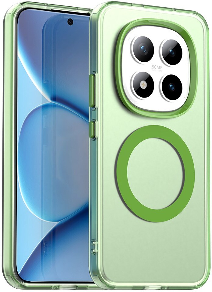 Xiaomi Redmi Note 15 Pro Hoesje MagSafe Backcover Semi-Transparant & Groen afbeelding 1
