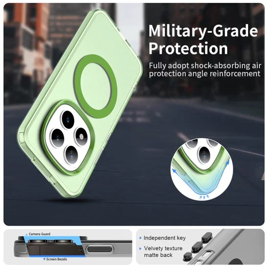 Xiaomi Redmi Note 15 Pro Hoesje MagSafe Backcover Semi-Transparant & Groen afbeelding 7