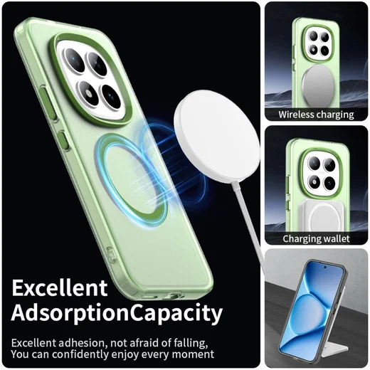 Xiaomi Redmi Note 15 Pro Hoesje MagSafe Backcover Semi-Transparant & Groen afbeelding 2