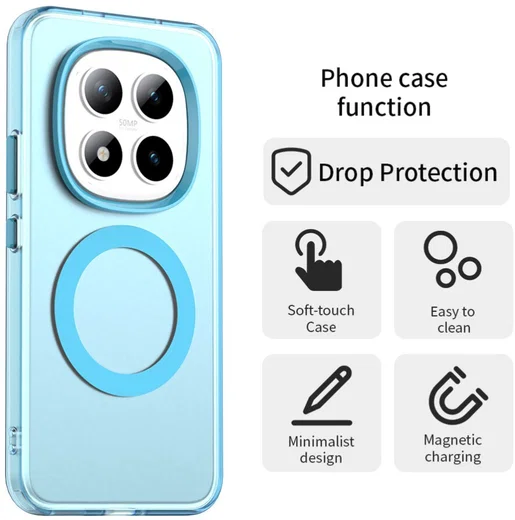 Xiaomi Redmi Note 15 Pro Hoesje MagSafe Backcover Semi-Transparant & Blauw afbeelding 5