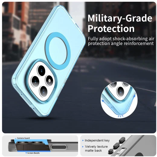 Xiaomi Redmi Note 15 Pro Hoesje MagSafe Backcover Semi-Transparant & Blauw afbeelding 7