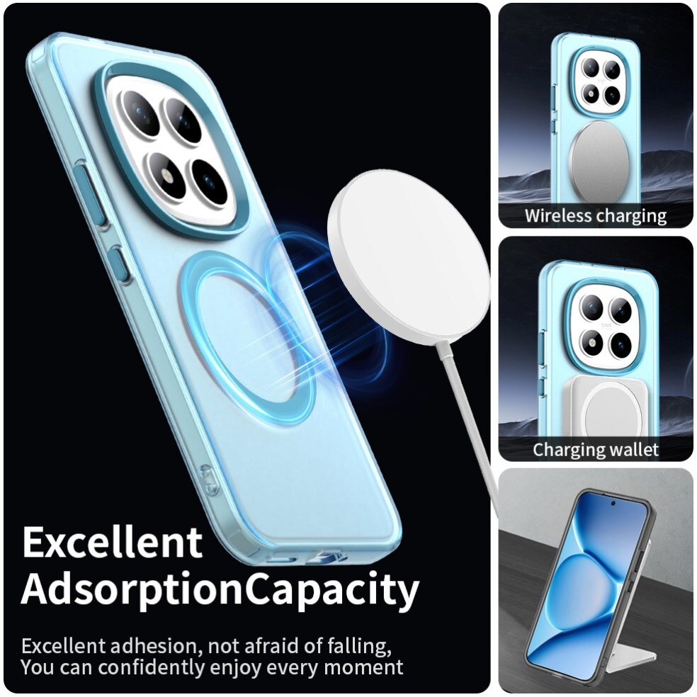 Xiaomi Redmi Note 15 Pro Hoesje MagSafe Backcover Semi-Transparant & Blauw afbeelding 2