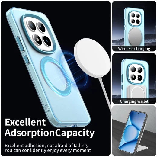 Xiaomi Redmi Note 15 Pro Hoesje MagSafe Backcover Semi-Transparant & Blauw afbeelding 2