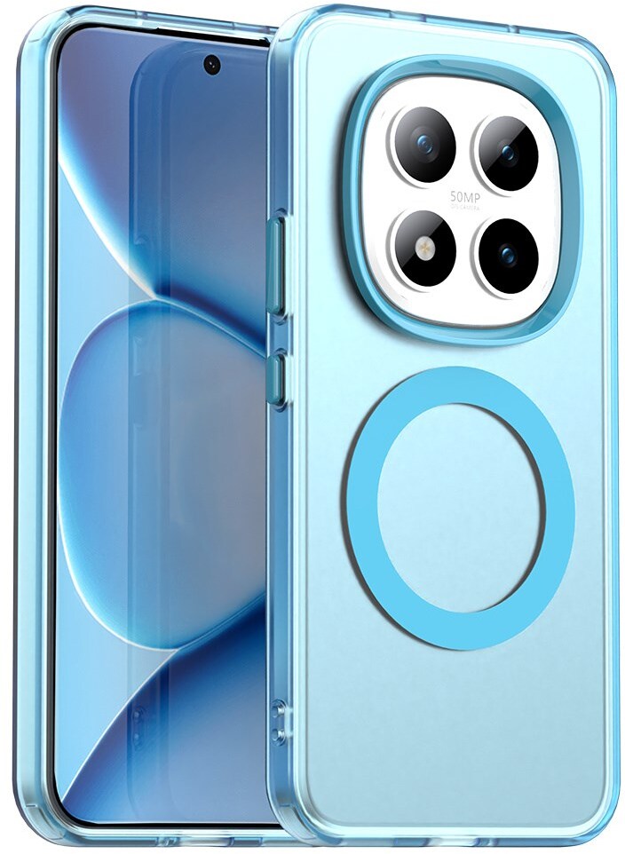 Xiaomi Redmi Note 15 Pro Hoesje MagSafe Backcover Semi-Transparant & Blauw afbeelding 1