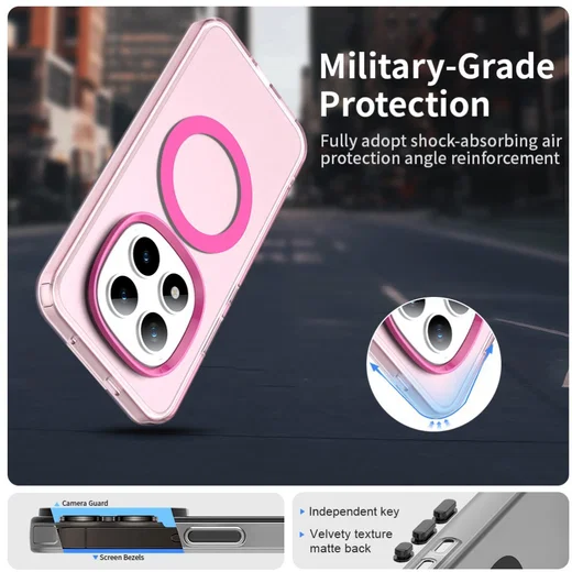 Xiaomi Redmi Note 15 Pro Plus Hoesje MagSafe Backcover Semi-Transparant & Roze afbeelding 9