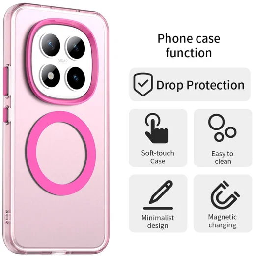 Xiaomi Redmi Note 15 Pro Plus Hoesje MagSafe Backcover Semi-Transparant & Roze afbeelding 7
