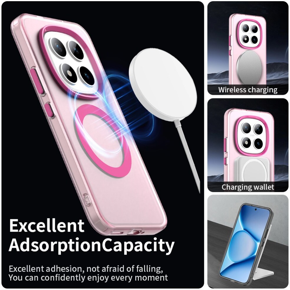 Xiaomi Redmi Note 15 Pro Plus Hoesje MagSafe Backcover Semi-Transparant & Roze afbeelding 2