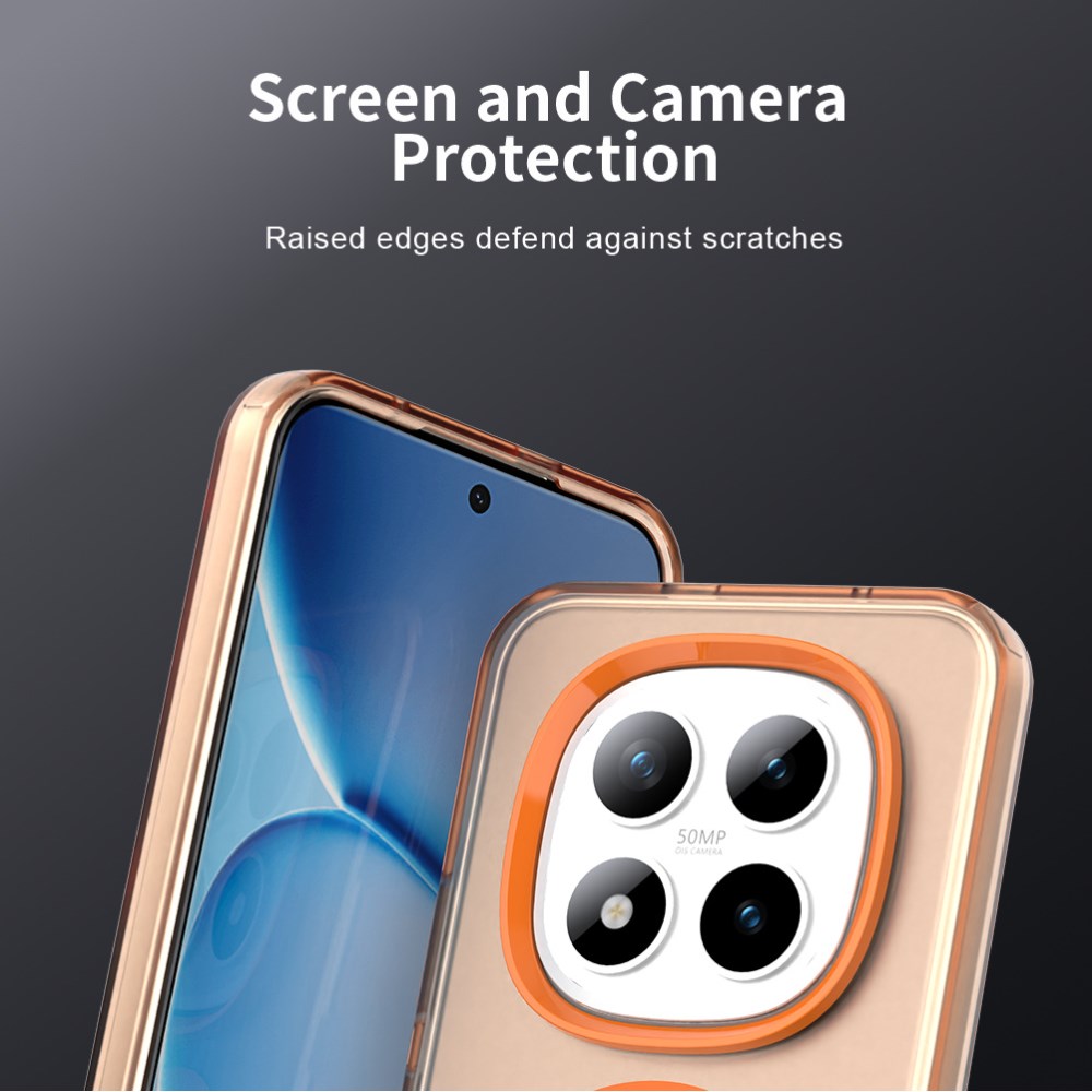 Xiaomi Redmi Note 15 Pro Hoesje MagSafe Backcover Semi-Transparant & Oranje afbeelding 6
