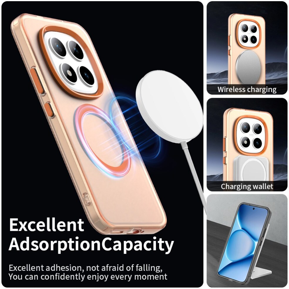 Xiaomi Redmi Note 15 Pro Hoesje MagSafe Backcover Semi-Transparant & Oranje afbeelding 2