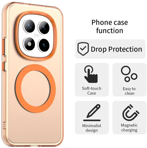 Xiaomi Redmi Note 15 Pro Hoesje MagSafe Backcover Semi-Transparant & Oranje afbeelding 5