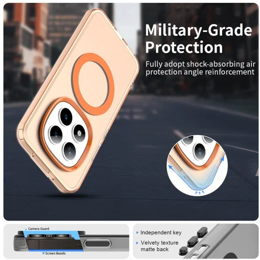 Xiaomi Redmi Note 15 Pro Hoesje MagSafe Backcover Semi-Transparant & Oranje afbeelding 7