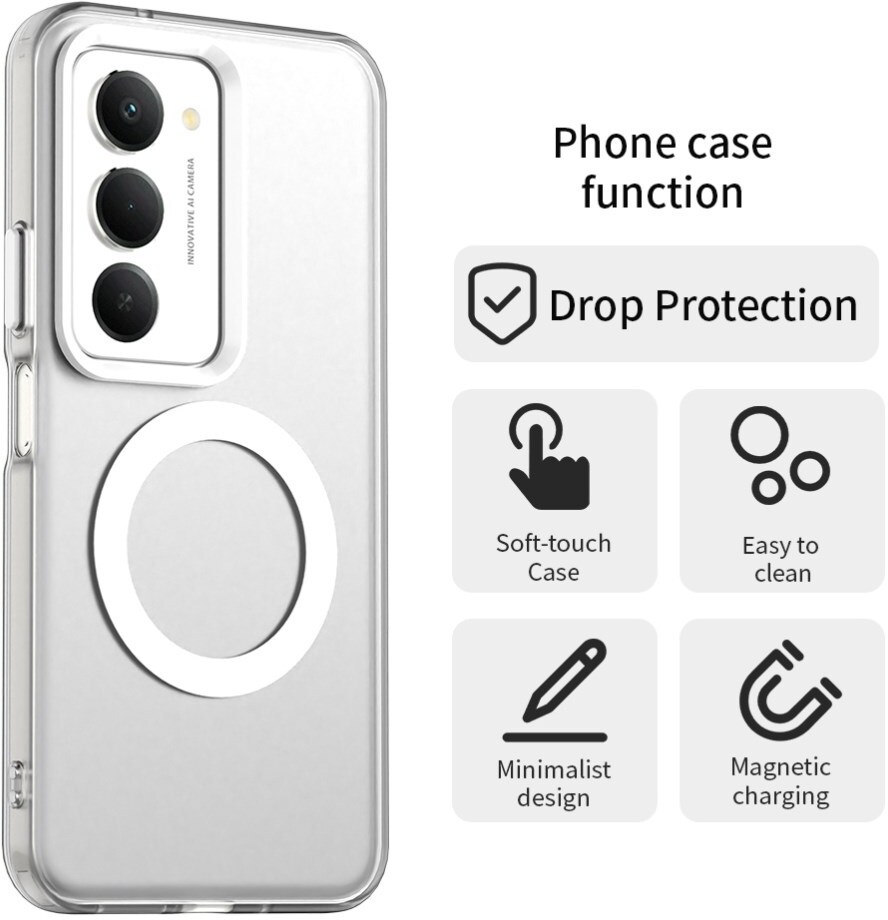 Xiaomi Redmi 15 5G Hoesje MagSafe Backcover Semi-Transparant & Wit afbeelding 7