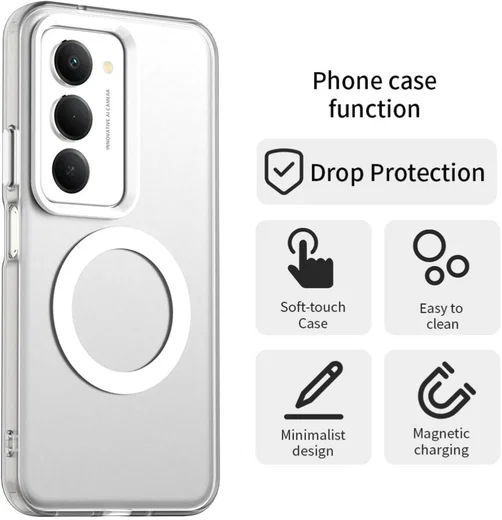 Xiaomi Redmi 15 5G Hoesje MagSafe Backcover Semi-Transparant & Wit afbeelding 7
