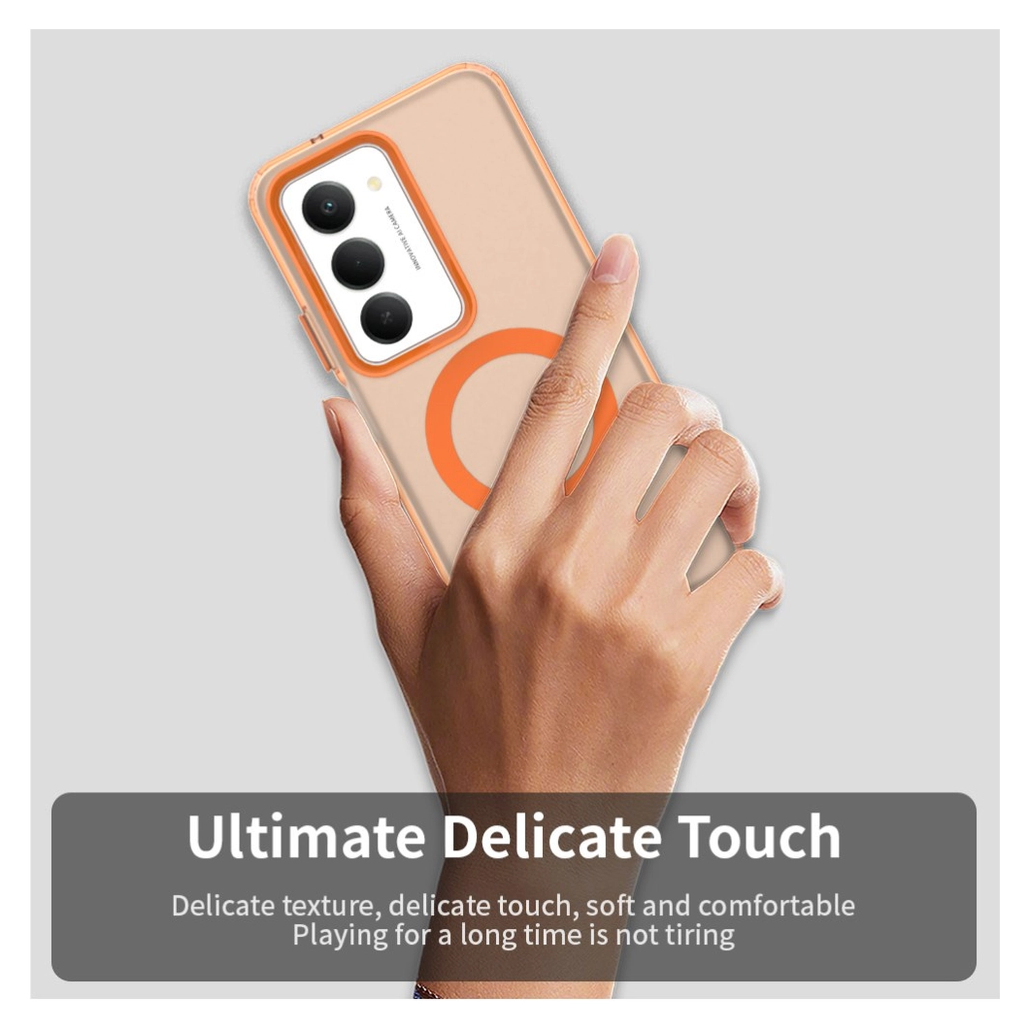 Xiaomi Redmi 15 5G Hoesje MagSafe Backcover Semi-Transparant & Oranje afbeelding 6