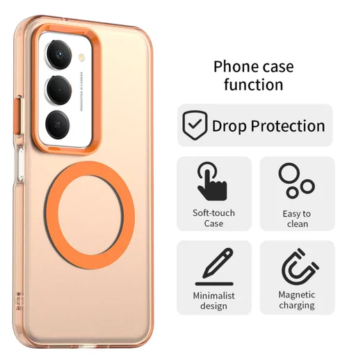 Xiaomi Redmi 15 5G Hoesje MagSafe Backcover Semi-Transparant & Oranje afbeelding 7