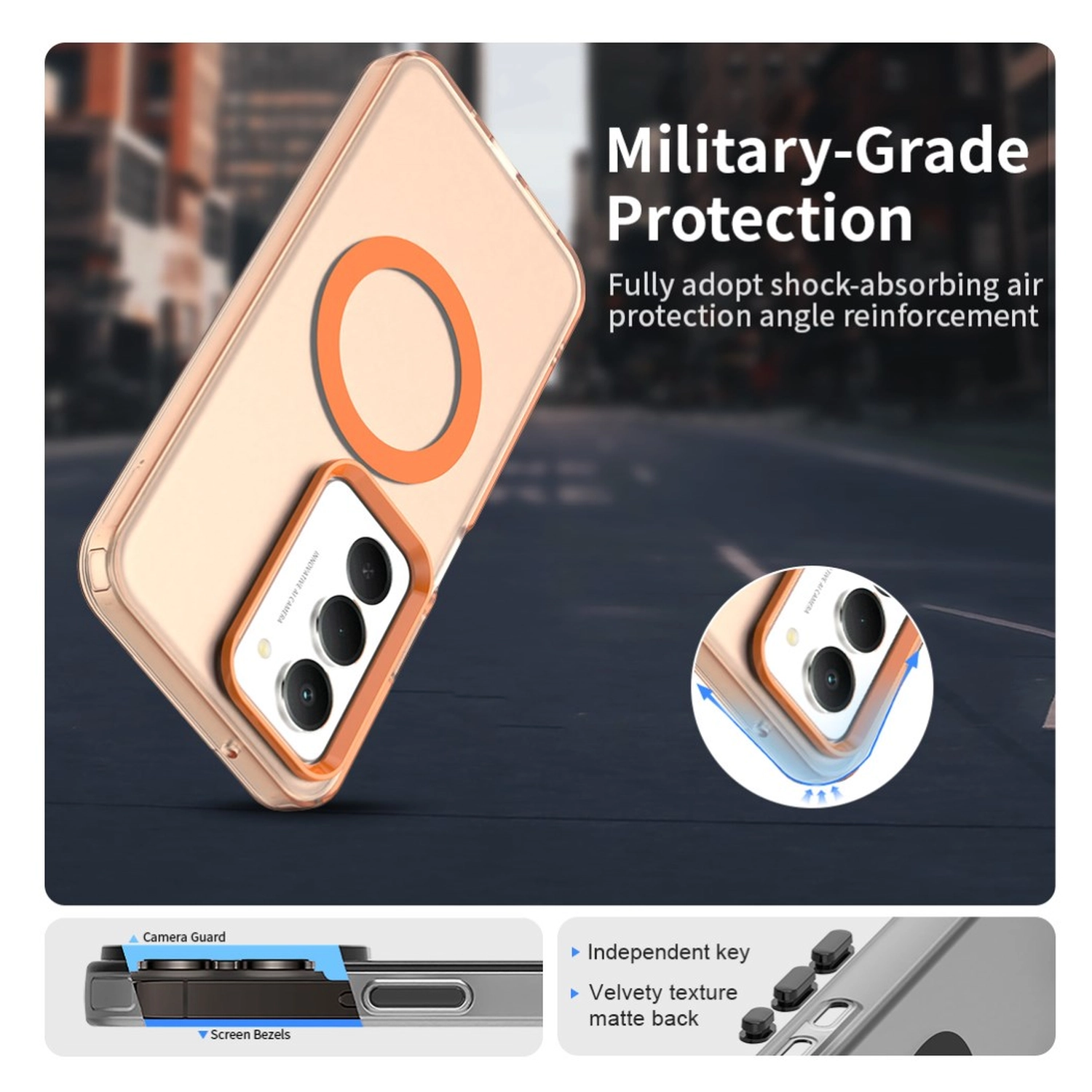 Xiaomi Redmi 15 5G Hoesje MagSafe Backcover Semi-Transparant & Oranje afbeelding 9