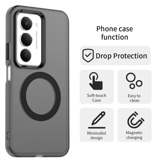 Xiaomi Redmi 15 5G Hoesje MagSafe Backcover Semi-Transparant & Zwart afbeelding 7