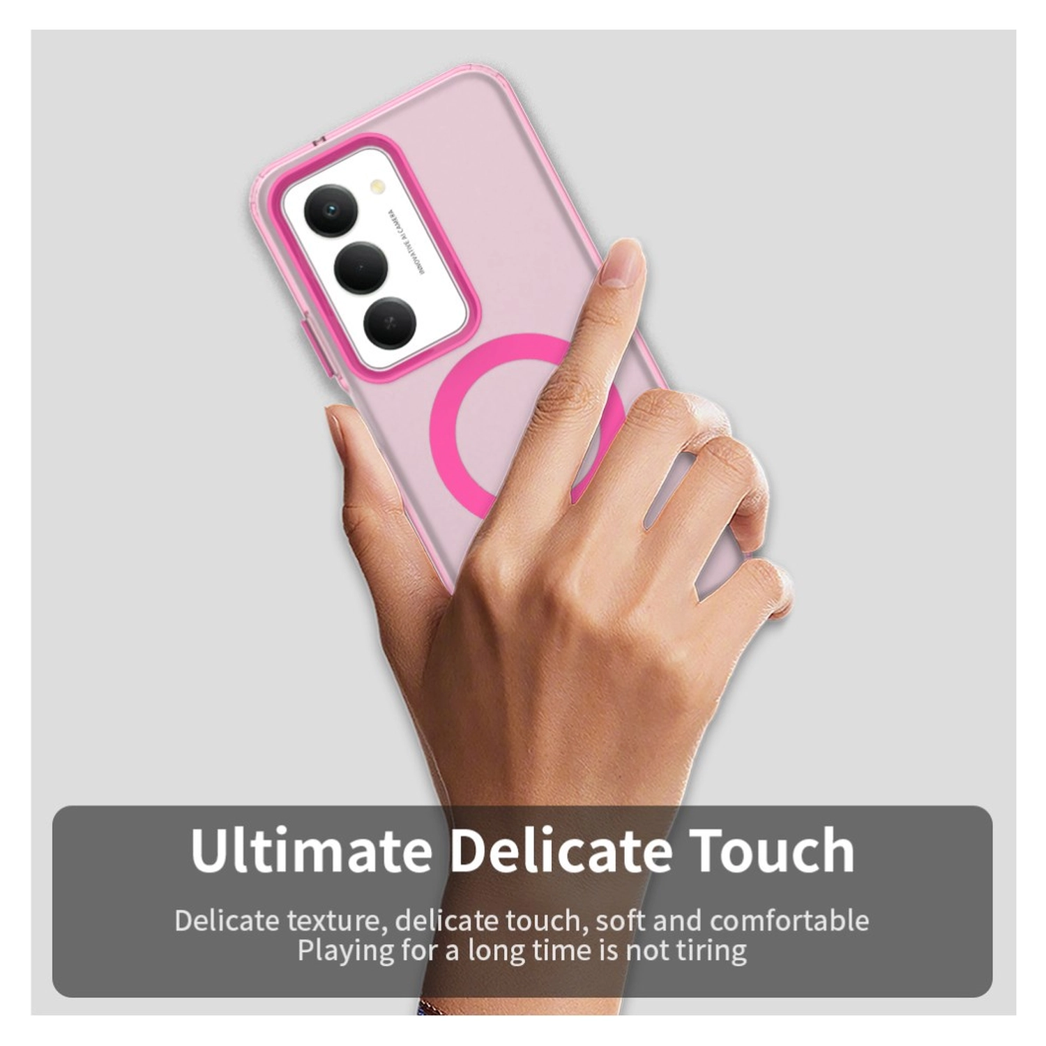 Xiaomi Redmi 15 5G Hoesje MagSafe Backcover Semi-Transparant & Roze afbeelding 6