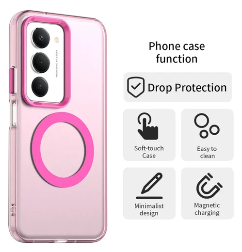 Xiaomi Redmi 15 5G Hoesje MagSafe Backcover Semi-Transparant & Roze afbeelding 7