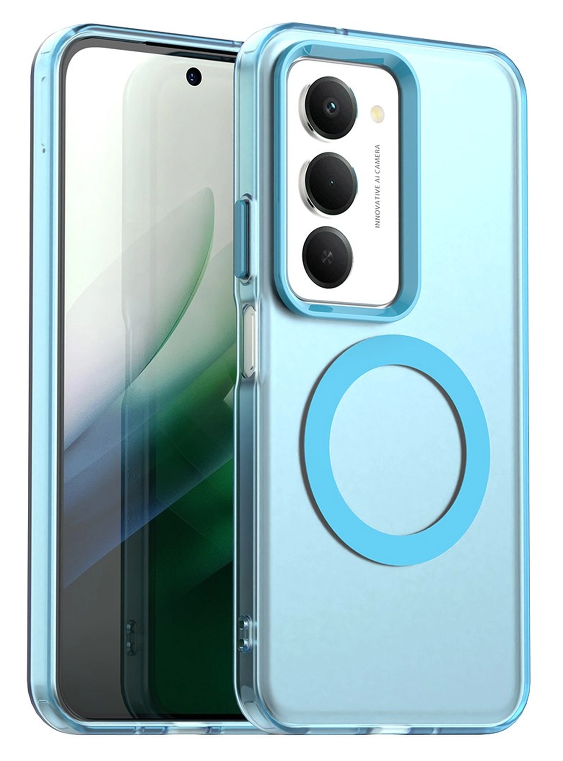 Xiaomi Redmi 15 5G Hoesje MagSafe Backcover Semi-Transparant & Blauw afbeelding 1