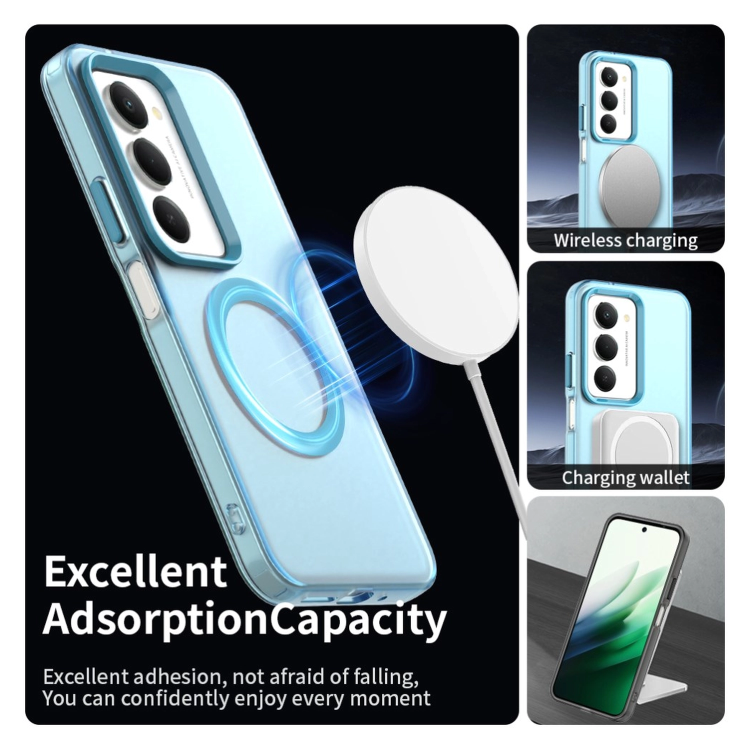 Xiaomi Redmi 15 5G Hoesje MagSafe Backcover Semi-Transparant & Blauw afbeelding 2