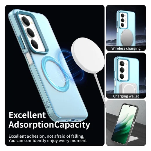 Xiaomi Redmi 15 5G Hoesje MagSafe Backcover Semi-Transparant & Blauw afbeelding 2