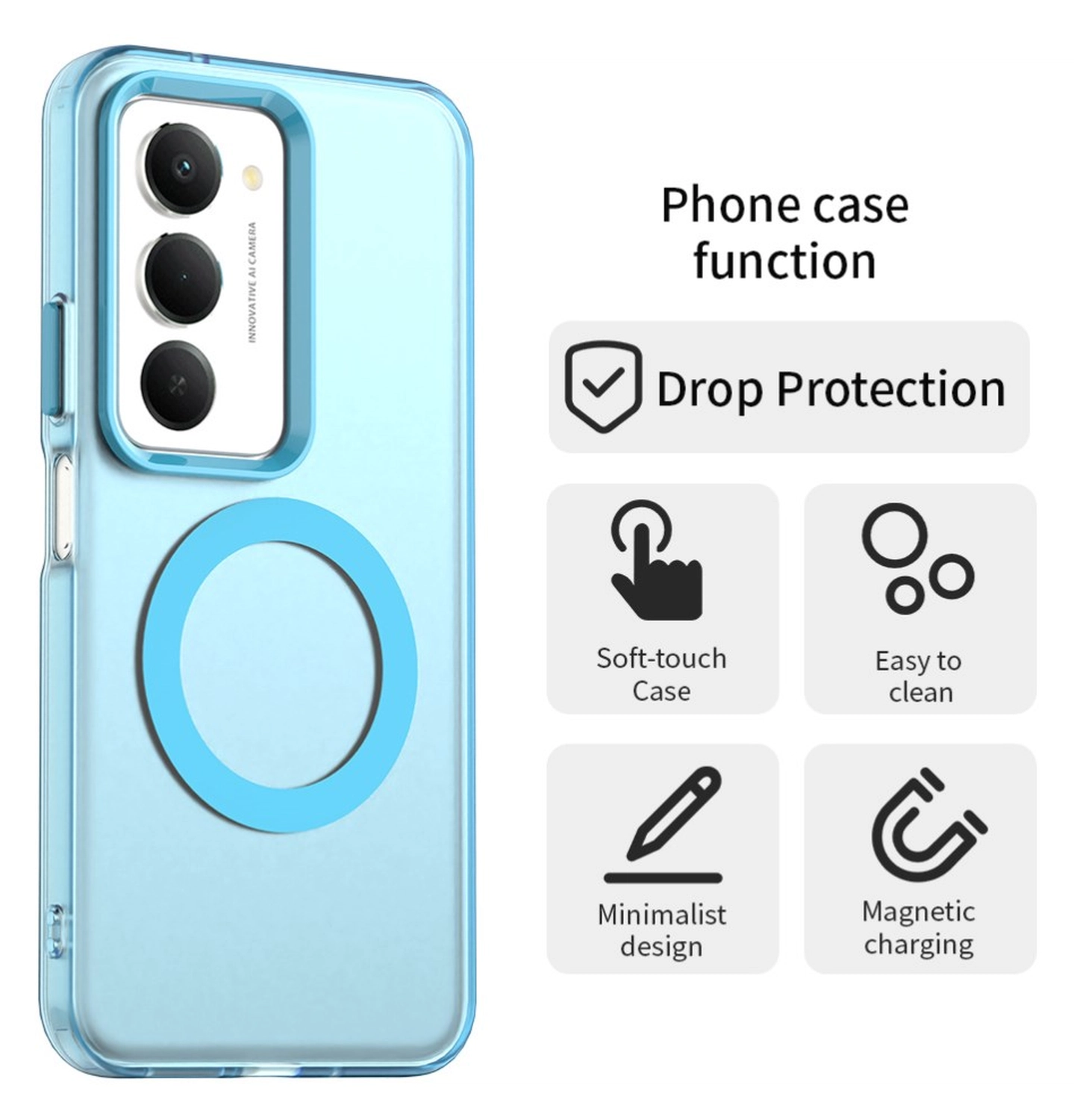 Xiaomi Redmi 15 5G Hoesje MagSafe Backcover Semi-Transparant & Blauw afbeelding 7