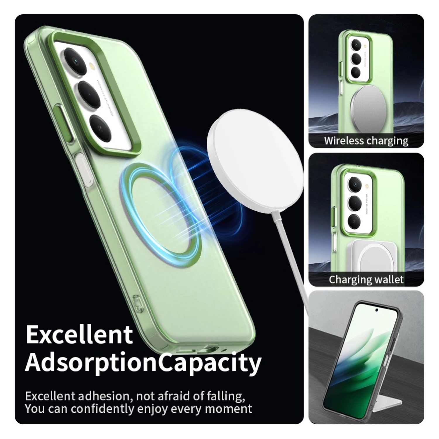 Xiaomi Redmi 15 5G Hoesje MagSafe Backcover Semi-Transparant & Groen afbeelding 2