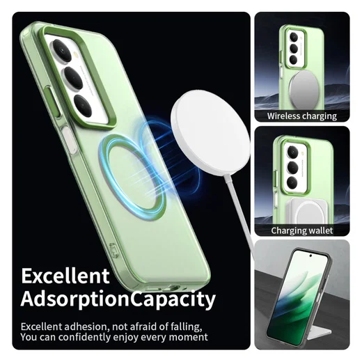 Xiaomi Redmi 15 5G Hoesje MagSafe Backcover Semi-Transparant & Groen afbeelding 2