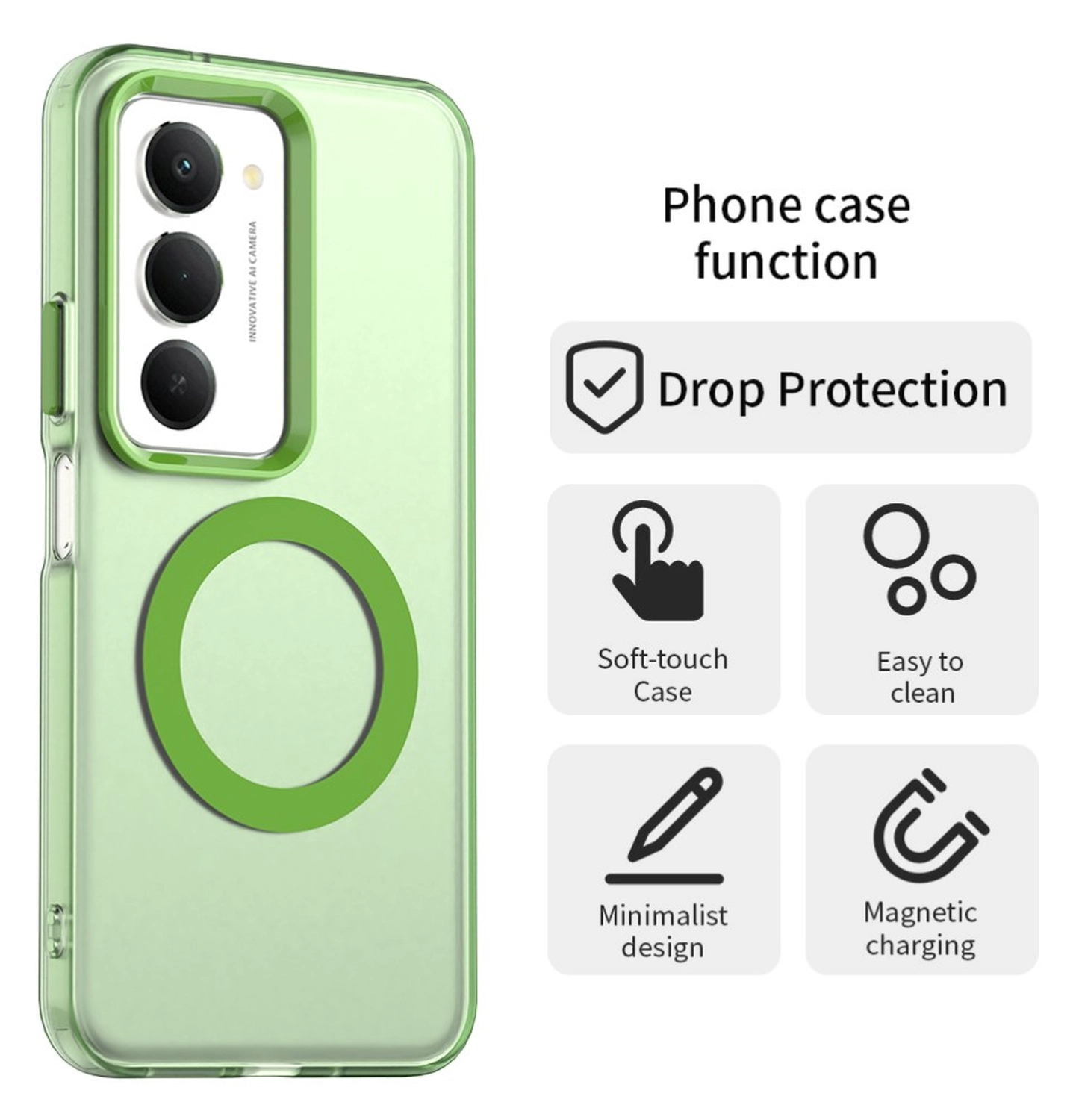 Xiaomi Redmi 15 5G Hoesje MagSafe Backcover Semi-Transparant & Groen afbeelding 7