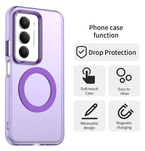 Xiaomi Redmi 15 5G Hoesje MagSafe Backcover Semi-Transparant & Paars afbeelding 7