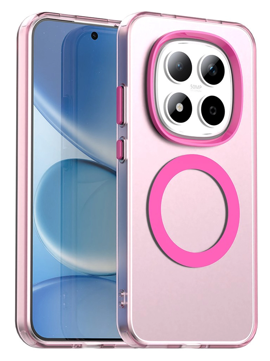 Xiaomi Redmi Note 15 Pro 5G Hoesje MagSafe Backcover Semi-Transparant & Roze afbeelding 1