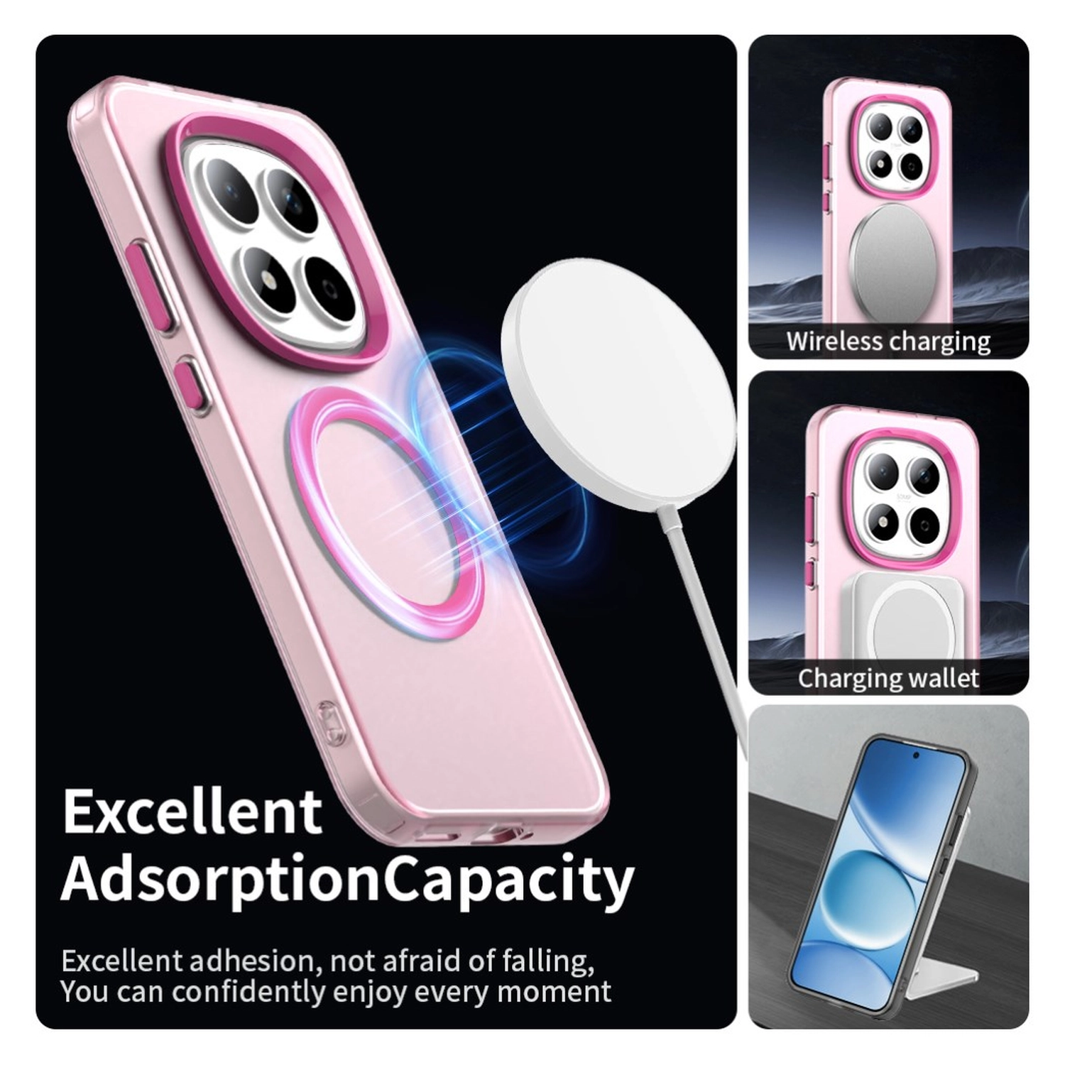 Xiaomi Redmi Note 15 Pro 5G Hoesje MagSafe Backcover Semi-Transparant & Roze afbeelding 2