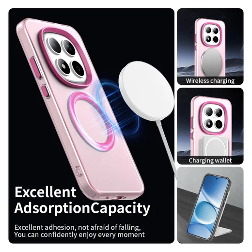 Xiaomi Redmi Note 15 Pro 5G Hoesje MagSafe Backcover Semi-Transparant & Roze afbeelding 2