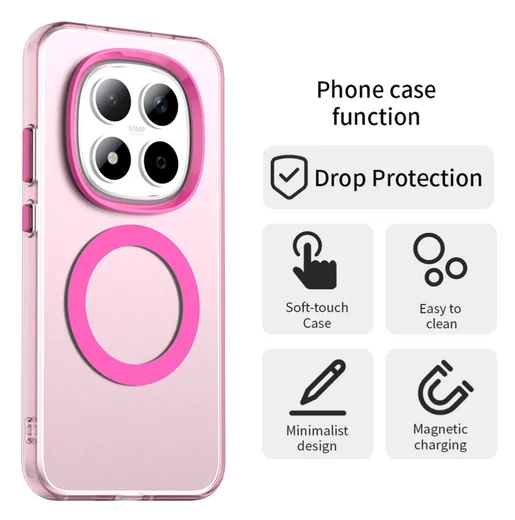 Xiaomi Redmi Note 15 Pro 5G Hoesje MagSafe Backcover Semi-Transparant & Roze afbeelding 7
