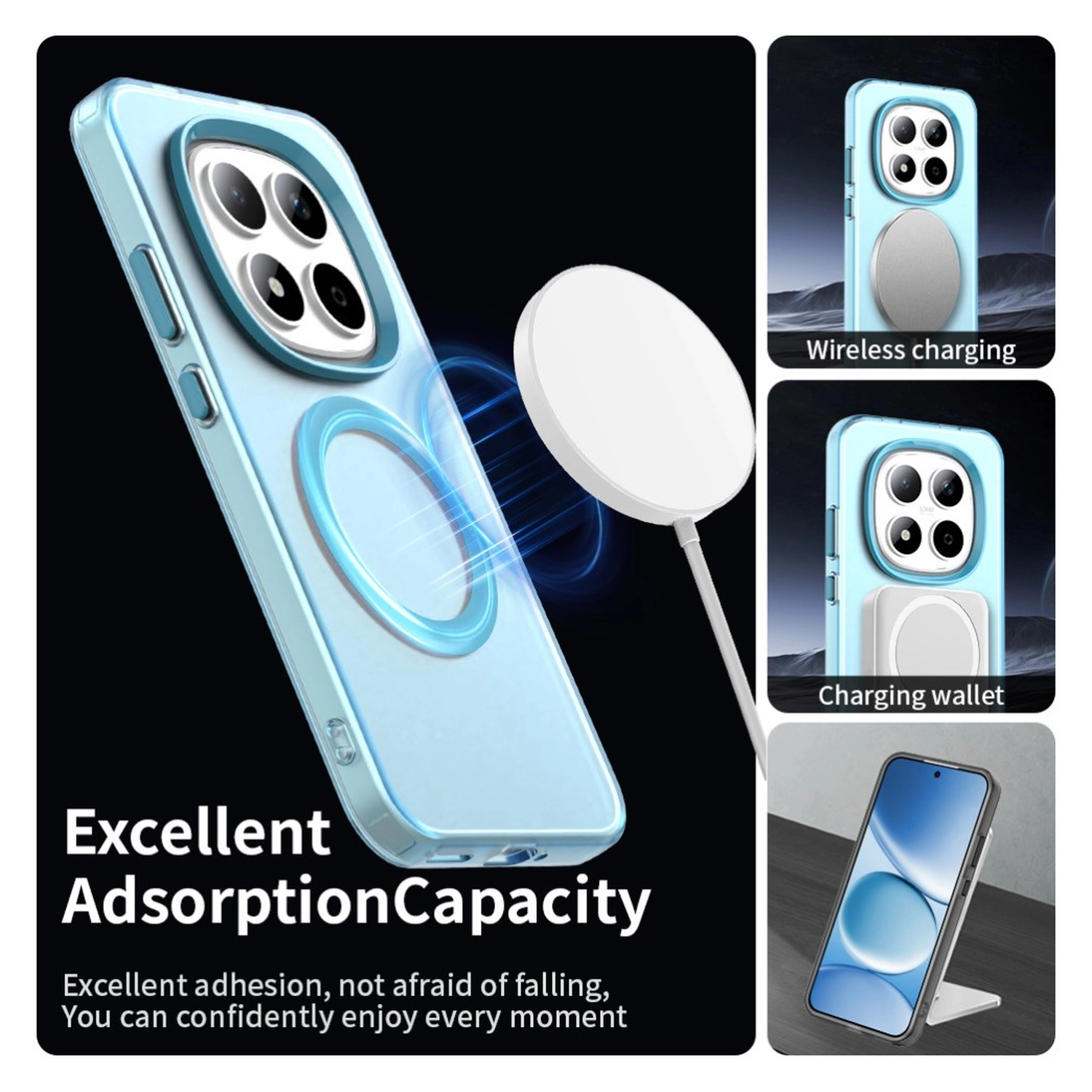 Xiaomi Redmi Note 15 Pro 5G Hoesje MagSafe Backcover Semi-Transparant & Blauw afbeelding 2