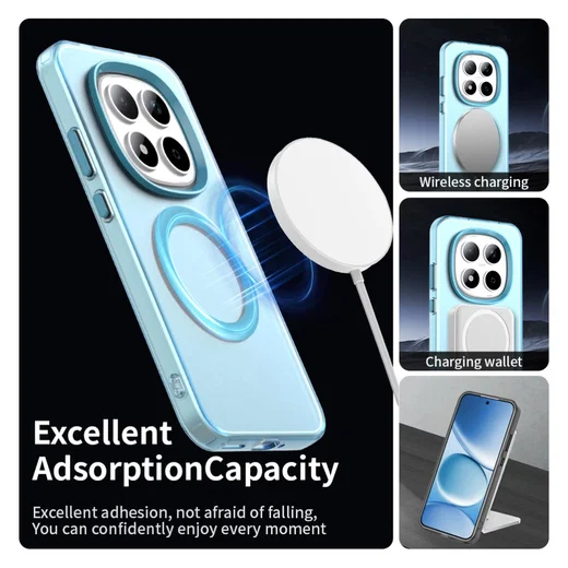 Xiaomi Redmi Note 15 Pro 5G Hoesje MagSafe Backcover Semi-Transparant & Blauw afbeelding 2