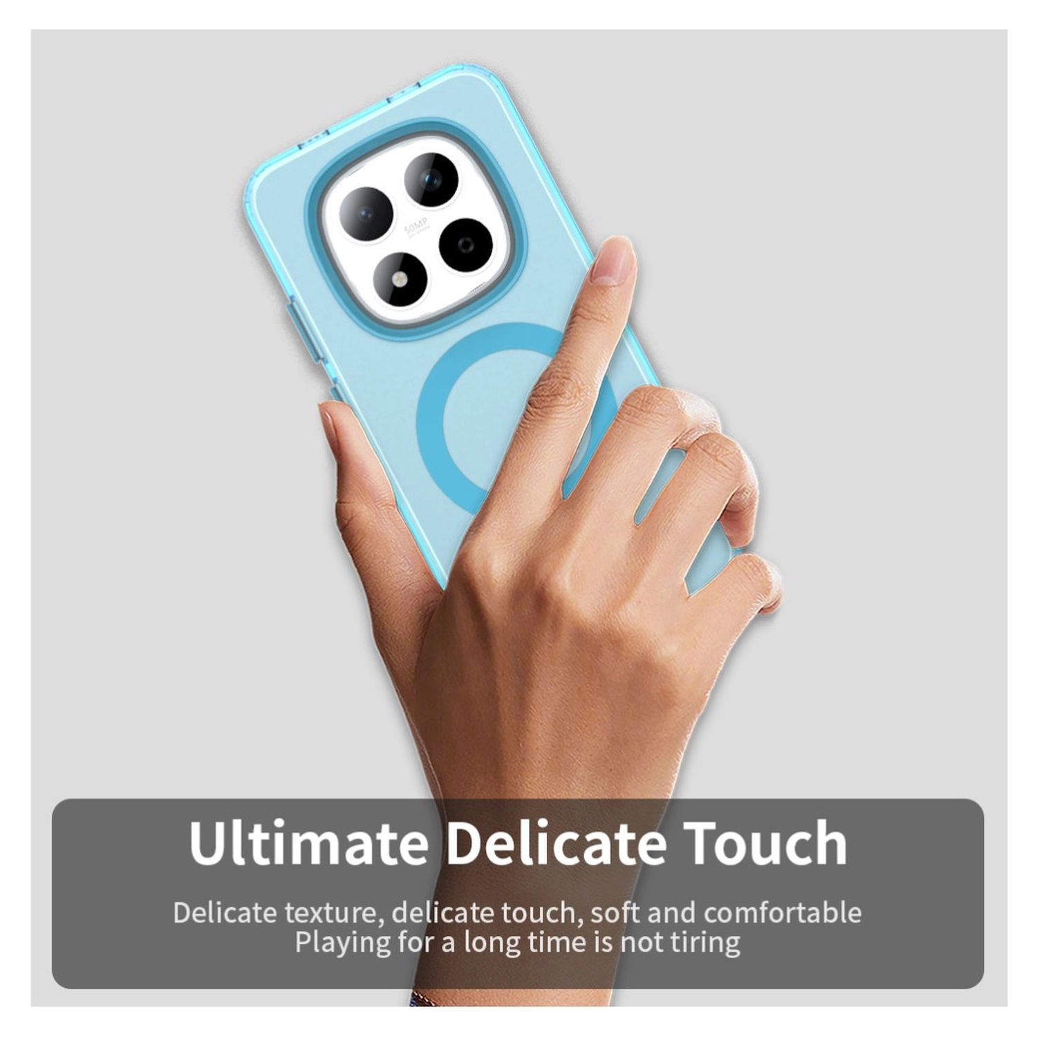 Xiaomi Redmi Note 15 Pro 5G Hoesje MagSafe Backcover Semi-Transparant & Blauw afbeelding 6