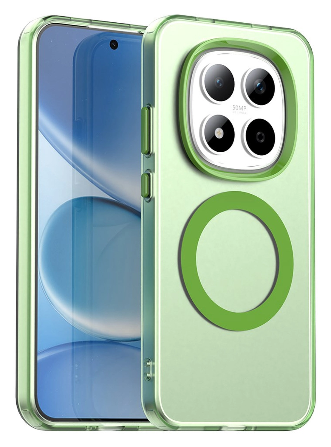 Xiaomi Redmi Note 15 Pro 5G Hoesje MagSafe Backcover Semi-Transparant & Groen afbeelding 1